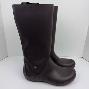 Crocs Women's RainFloe Waterproof Rain Boots. Chocolate Brown color. Size 11.